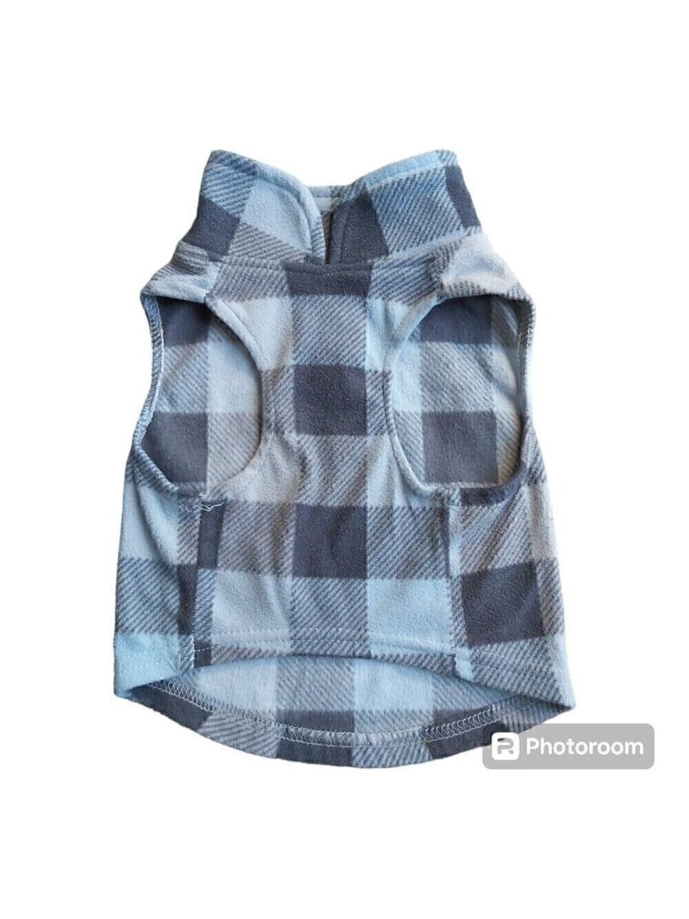Born To Be Loved Blue/Gray/Black Buffalo Plaid Pullover Dog Shirt W/D-Ring - M - Picture 2 of 6